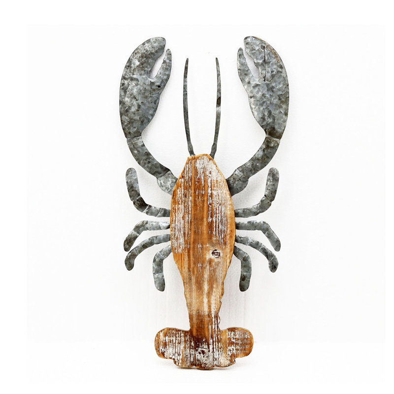 Breakwater Bay 3D Wood and Galvanized Ocean Lobster Wall Décor Wayfair
